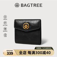 BAGTREE包包树 真皮钱包复古轻奢多卡位卡包女士头层牛皮钱包 檀黑色手抓纹