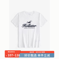 HOLLISTER24夏季美式徽标休闲棉质圆领短袖T恤 女 KI357-3284 白色 L (165/100A)