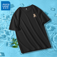 真维斯t恤男2024夏季大码男装运动速干衣冰丝凉感短袖GW 黑#ZS小呆熊 M