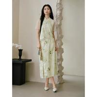 2024夏季女装新中式国风IP款弗里达印花开叉中长半身裙