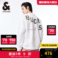 杰克·琼斯（JACK&JONES）NBA联名秋季新款百搭潮酷字母印花宽松纯棉运动卫衣男224333079 A06 本白色 A06 本白色 165/88A/XS
