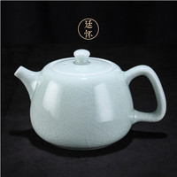 廷怀 窑汝瓷茶壶单壶开片可养茶具陶瓷汝窑 廷怀窑汝窑玉青釉如意壶