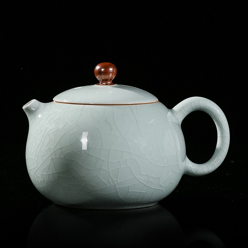 廷怀窑 汝窑西施壶茶壶单壶陶瓷茶壶汝瓷开片可养 廷怀窑卵青西施壶