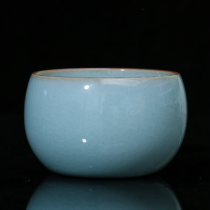 廷怀窑 李廷怀手作汝窑支钉烧茶杯 陶瓷品茗杯主人杯单杯汝州汝瓷开片 纯手工支钉烧天青禅定杯