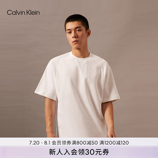 Calvin Klein Jeans24早秋男士休闲通勤ck刺绣净色纯棉重磅短袖T恤J325919 YAF-月光白 XXL