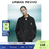UR2024夏季新款男装潮牌休闲宽松洗水翻领牛仔外套UMV840037 正黑