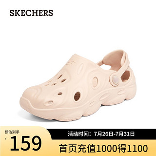 斯凯奇（Skechers）洞洞鞋女士泡泡鞋防滑外穿厚底沙滩拖鞋子冬季透气包头 浅粉色/LTPK 35