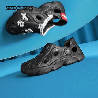 斯凯奇（Skechers）洞洞鞋女士泡泡鞋防滑外穿厚底沙滩拖鞋子冬季透气包头 全黑色/BBK 46