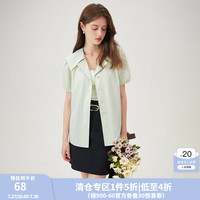 范思蓝恩海军领通勤减龄短袖衬衫女夏季2024新款设计感上衣