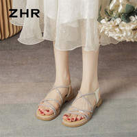 ZHR凉鞋女粗跟舒适轻便女鞋水钻细带显瘦百搭鞋子女 BL232