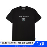 马克华菲2024夏季款虎头印花纯棉短袖t恤休闲时尚圆领印花图案短袖男 黑色 L