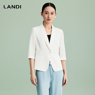 蓝地（LANDI）LANDI优雅气质修身短款小西装外套女五分袖2024夏 纯白色 L