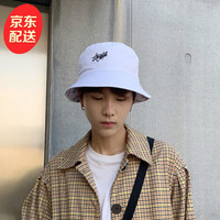 玺之涵遮阳帽男春夏韩版渔夫帽男双面涂鸦帽子ins百搭防晒女盆帽潮人 双面字母白色 均码(55-58CM)
