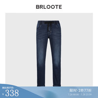 巴鲁特（Brloote）男士棉弹牛仔裤松紧腰微弹亲肤翻边九分裤秋冬 牛仔蓝 1