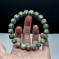 彩荷原生态石玉料星月菩提阴绿皮手串高密度男女单圈手链佛珠盘玩念珠 【素圈11x10mm】翡翠绿阴皮星月菩提手链