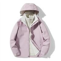 BURLEMON冲锋衣女男三合一加厚保暖可拆卸登山滑雪服运动防风户外外套 KY09S木槿紫/暖白-女 4XL