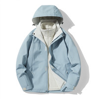 BURLEMON冲锋衣女男三合一加厚保暖可拆卸登山滑雪服运动防风户外外套 KY09以太蓝-女 2XL