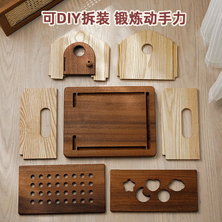 WOOD PAPA宝宝忙碌屋早教玩具板diy蒙氏教具1-3周岁 蒙氏多功能忙碌屋全套+袋