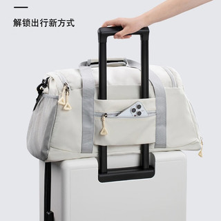 凰巣手提旅行包大容量女轻便干湿分离短途游待产收纳行李袋子防水 包包带独立鞋仓【米白色】