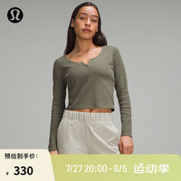 露露乐蒙lululemon丨Cotton-Blend 女士棉混纺长袖亨利衫 LW3GURS 军绿 线上专售 6