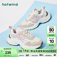 热风（Hotwind）24年秋季女休闲潮流炫酷时髦出街头层猪皮松糕跟系带拼色 82米粉（H42W4711） 35