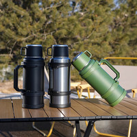 洁雅杰保温壶不锈钢大容量保温瓶户外旅行壶暖水瓶2.2L TY1-2200 绿色 绿色 2.2L