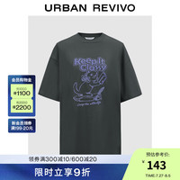 UR2024秋季女装休闲撞色毛巾绣字母圆领短袖T恤UYU440008 深灰 XS