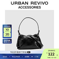 URBAN REVIVO 女士欧美黑色亮面手提斜挎包UAWB30017 黑色