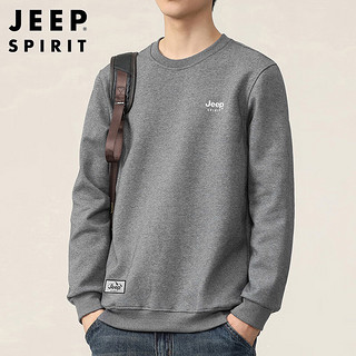 JEEP SPIRIT吉普卫衣男秋季韩版圆领男士长袖t恤打底衫男装 灰色 XL 