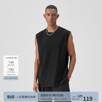 BODYDREAM夏季速干背心男款运动透气无袖训练开叉坎肩 黑色 L