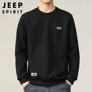 JEEP SPIRIT吉普卫衣男秋季韩版圆领男士长袖t恤打底衫男装 黑色 4XL 