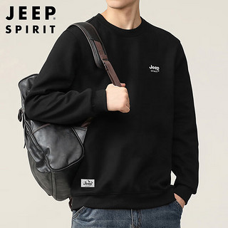 JEEP SPIRIT吉普卫衣男秋季韩版圆领男士长袖t恤打底衫男装 黑色 L 