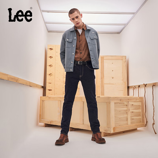 Lee 舒适版Y2K翻领男尼龙长袖骑士夹克外套