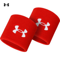 安德玛（UNDERARMOUR）护腕运动男女 吸汗加压护手腕 篮球羽毛球装备护具红色两只装