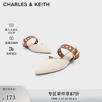 CHARLES&KEITHCK1-70920094女士镂空绊带尖头低跟穆勒鞋拖鞋 CARAMEL焦糖色 36