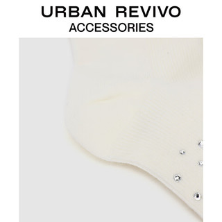 URBAN REVIVO2024秋季女士时髦钻饰袜子一双装UAWA40326 象牙白 F