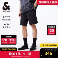 杰克·琼斯(JACK&JONES)秋季新直筒纯色百搭日常休闲松紧抽绳基础舒适休闲短裤224315005 E40 黑色 180/84A/LR