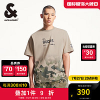 杰克·琼斯（JACK&JONES）秋季NBA联名雄鹿队时尚潮流衣身迷彩渐变短袖体恤男224301049 浅绿色E06 常规 浅绿色E06 180/100A/L