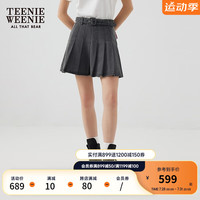 Teenie Weenie小熊2024年早秋牛仔百褶短裙半身裙复古时髦女士 灰色 155/XS