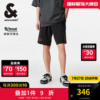 杰克·琼斯（JACK&JONES）夏季立体字母植绒字母贴布oversize含天丝休闲短裤男装22439F006 黑色 黑色E40 190/96A/XXLR