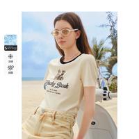 【凉感索罗娜】甜辣废土风简约图案撞色T恤女24夏萌宠修身短袖