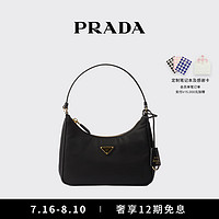 PRADA/普拉达女士Prada Re-Edition 2005 Re-Nylon迷你手袋 黑色-金色徽标