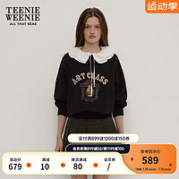 Teenie Weenie小熊2024秋可拆卸领卫衣甜美学院舒适卫衣女 黑色 155/XS