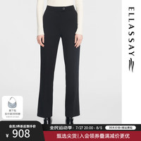 歌力思(ELLASSAY)24秋季新款三醋酸质感高级通勤直筒修饰腿型休闲裤女K002 经典黑
