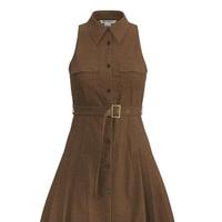 URBAN REVIVO 女士美拉德复古风坎肩无袖连衣裙 UWL740068 深咖棕 M