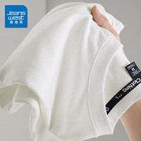 真维斯(JEANSWEST)重磅t恤男款纯棉短袖圆领宽松纯色白色打底衫男士夏季三本针T恤衫 白色 纯色 XL