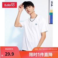 班尼路男装T恤时尚休闲圆领字母印花短袖刺绣款上衣潮宽松版型 001W L