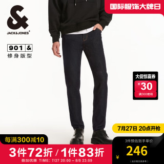 杰克·琼斯（JACK&JONES）秋季潮酷原色休闲牛仔裤百搭深灰复古长裤子901修身牛仔裤男 A16 深灰牛仔 175/80A/MR
