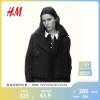 H&M2024秋季女装时尚休闲百搭潮流仿风衣外套1202762 海军蓝 155/76 XXS