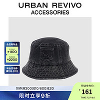 URBAN REVIVO2024秋季女士街潮斜纹牛仔渔夫帽UAWA40276 黑色 F